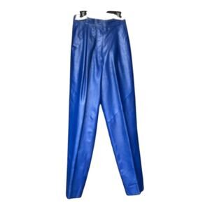 Vintage SMALBY Royal Blue Leather Pants Trousers Made in Italy Women's Sz 42 EU